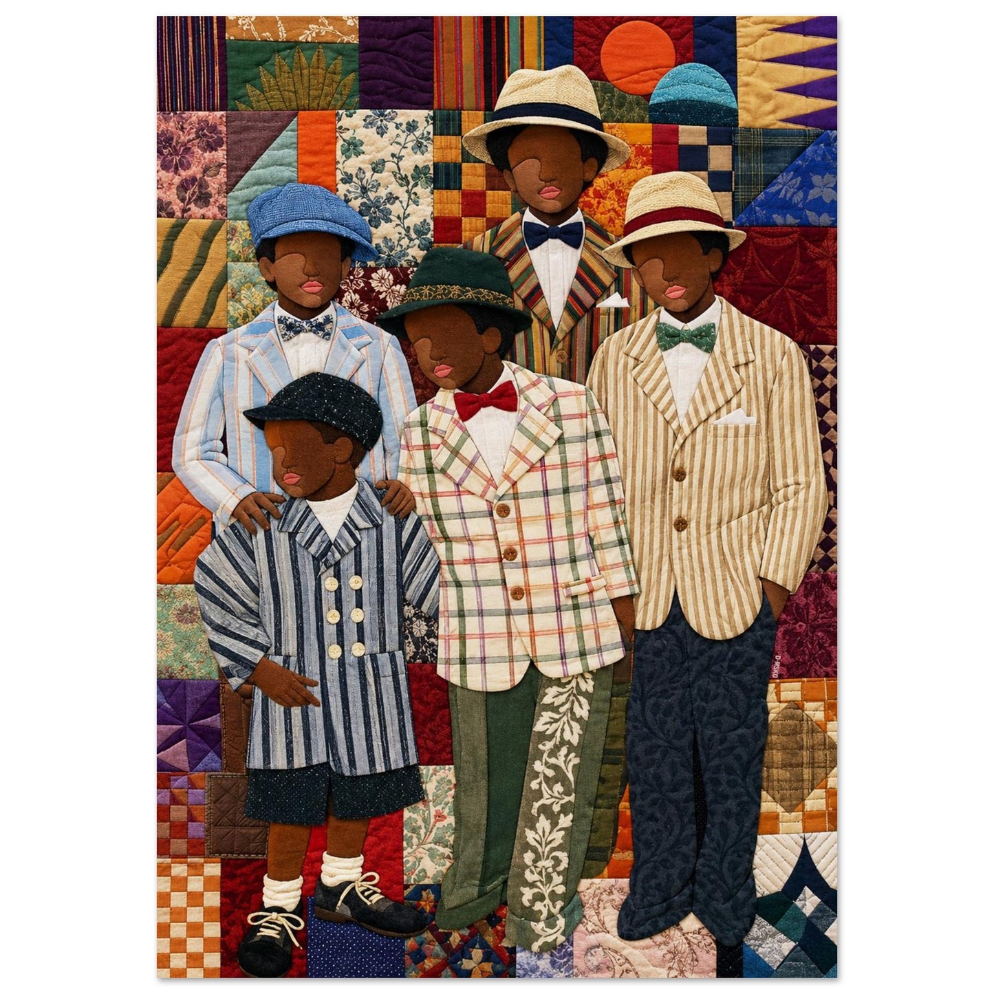 Dapper Brothers Patchwork Matte Paper Poster - Bisa Butler Style