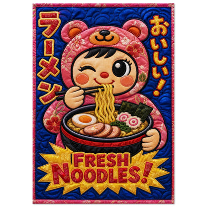 Fresh Noodles Quilted-Style Matte Paper Poster - Kawaii Style