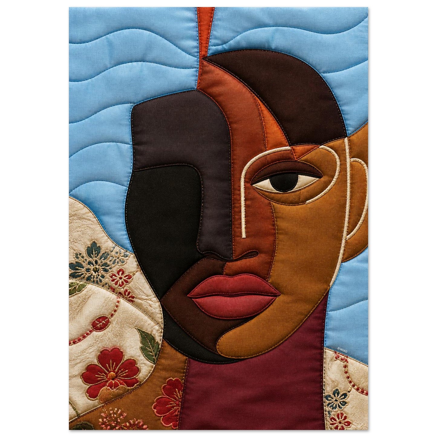 The Split Self Quilt-Inspired Matte Paper Poster - Bisa Butler Style