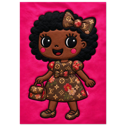 Afro Bow Girl Quilted-Style Museum Quality Matte Paper Poster