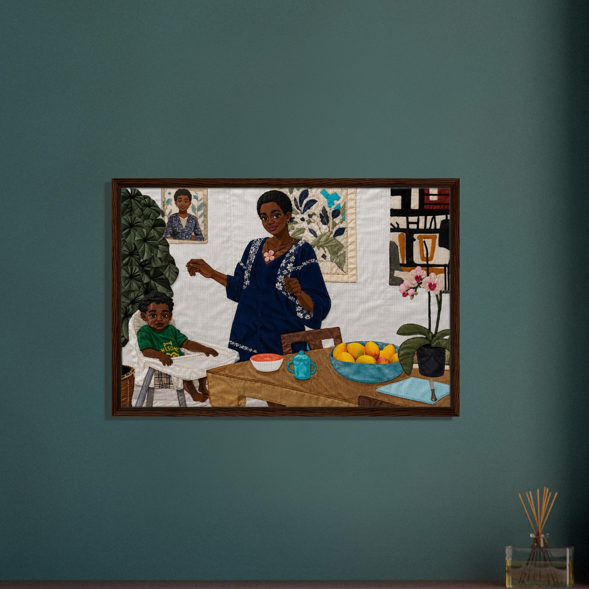 Mother’s Table Framed Canvas Quilt-Inspired - Bisa Butler Style