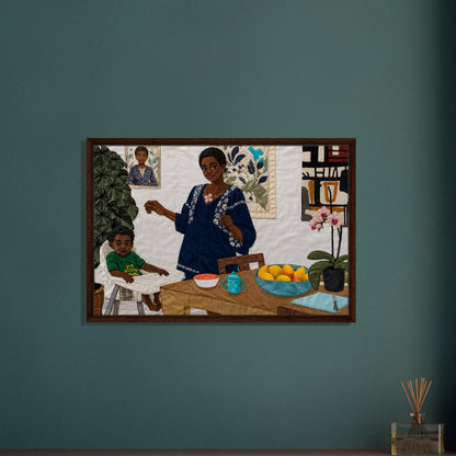 Mother’s Table Framed Canvas Quilt-Inspired - Bisa Butler Style