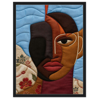 The Split Self Framed Canvas Quilt-Inspired Afrocentric Portrait