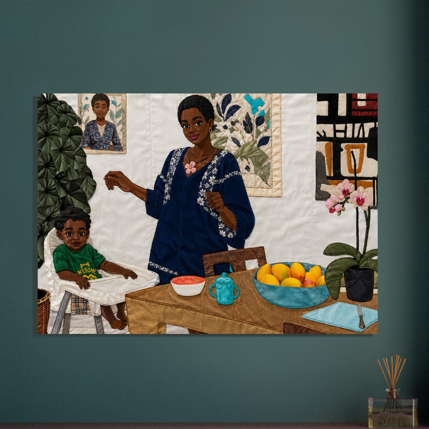Mother’s Table Quilt-Inspired Matte Paper Poster - Bisa Butler Style