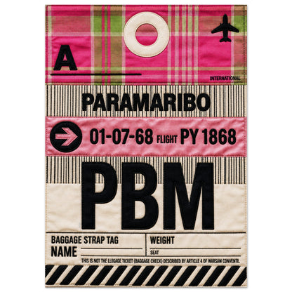 Pink Paramaribo PBM Quilted-Style Luggage-Tag Matte Paper Poster