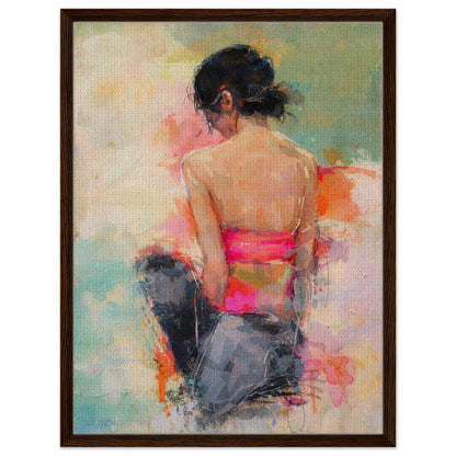 Soft Solitude Framed Canvas Pastel-Textured Impressionist-Figurative
