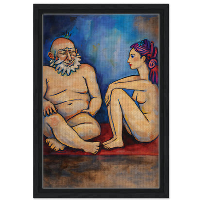 Blue Conversation Framed Canvas Expressionist-Figurative - Picasso Sty