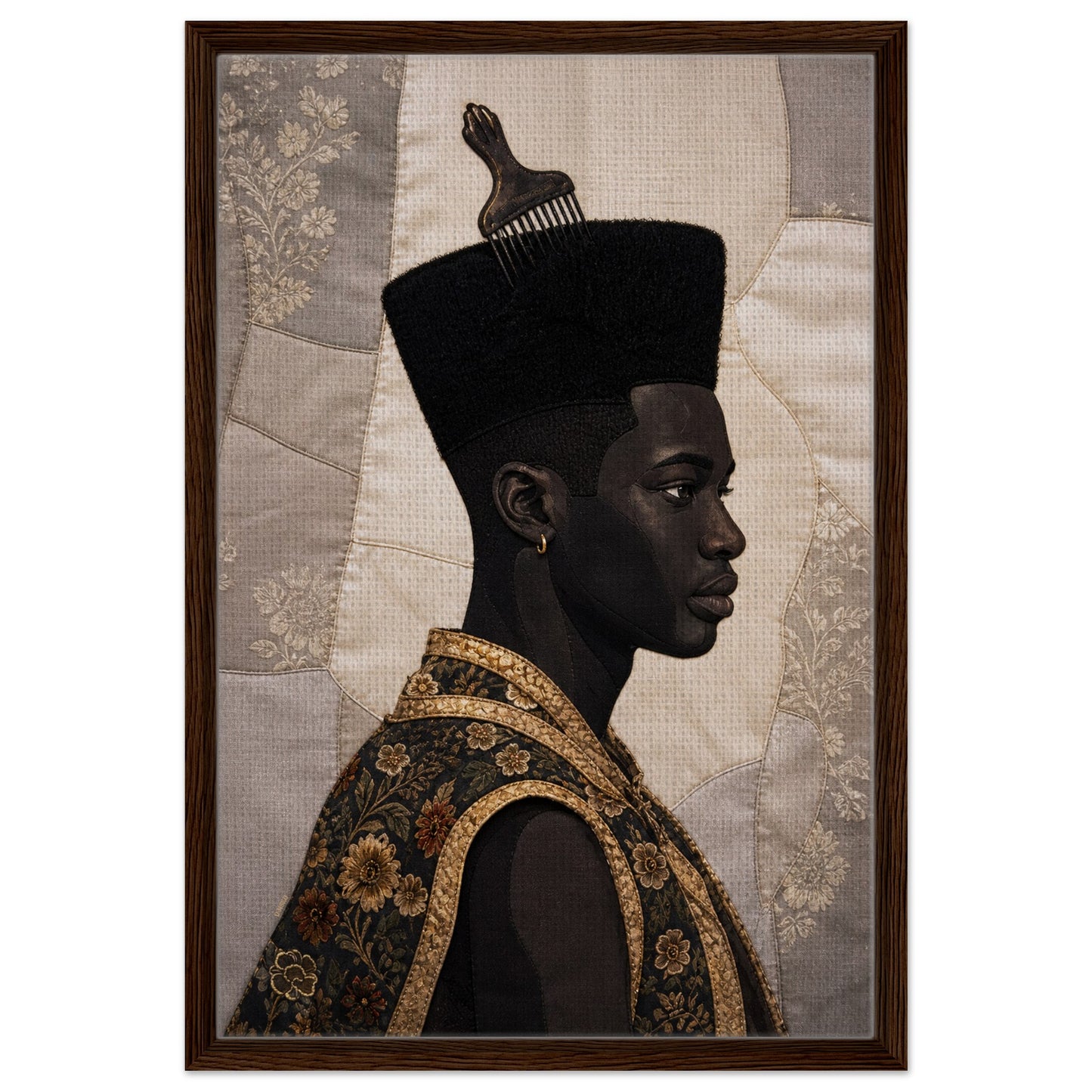 Black Man Afrocentric Matte Paper Poster - Quilt-Inspired Art