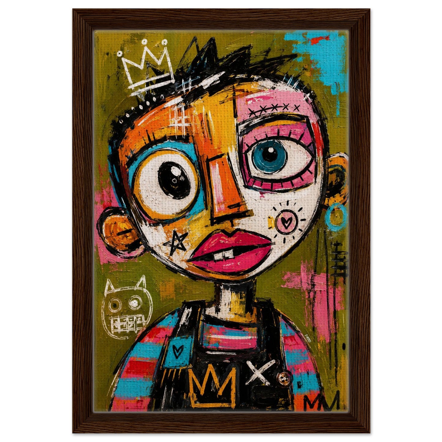 Crowned Rebel Child Framed Canvas Afrocentric Graffiti-Inspired