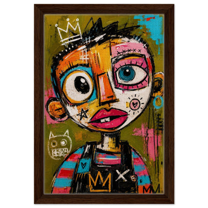 Crowned Rebel Child Framed Canvas Afrocentric Graffiti-Inspired