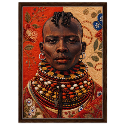 Heritage Black Woman Framed Canvas Quilt-Inspired - Bisa Butler Style