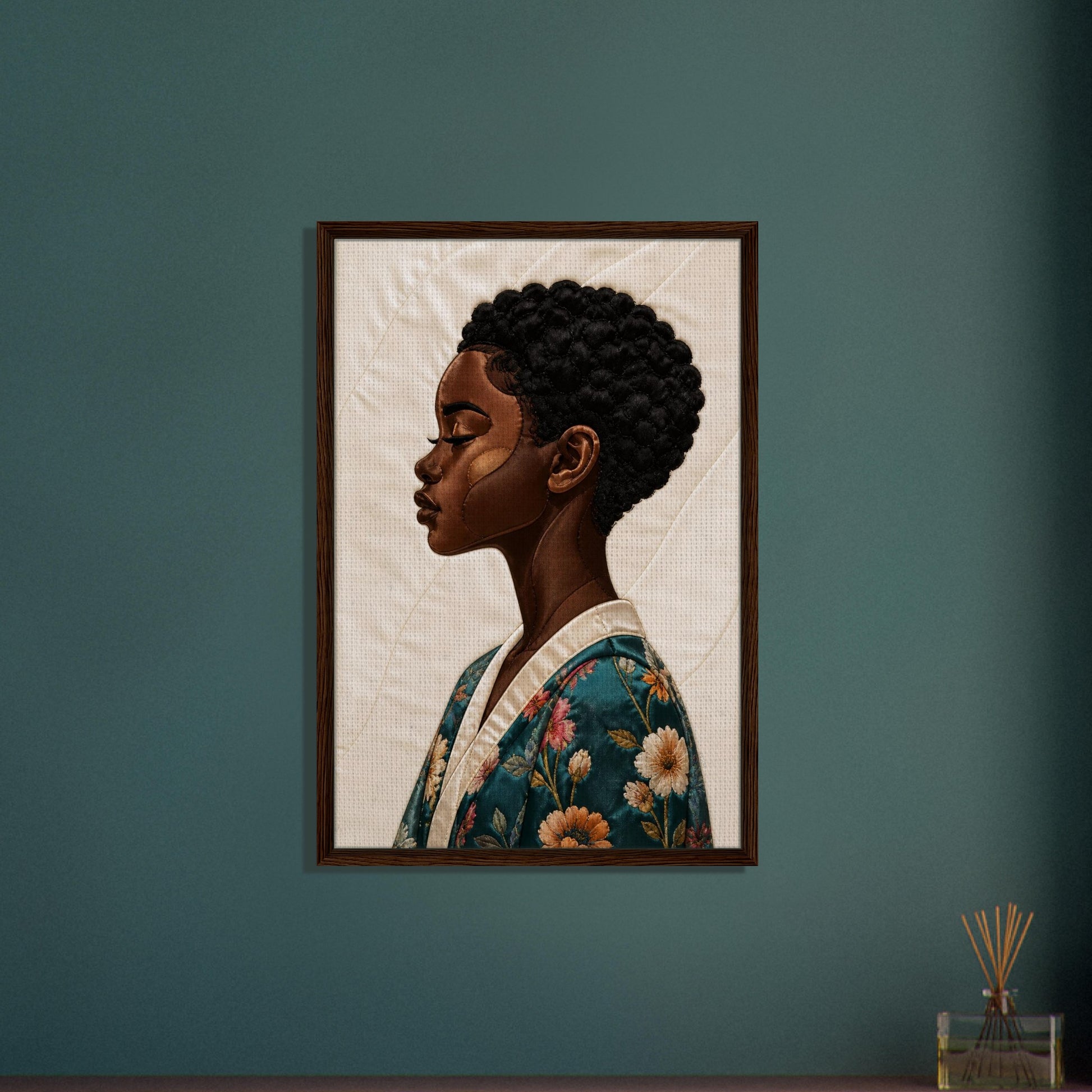 Calm Blossom Quilt-Inspired Matte Paper Poster - Bisa Butler Style