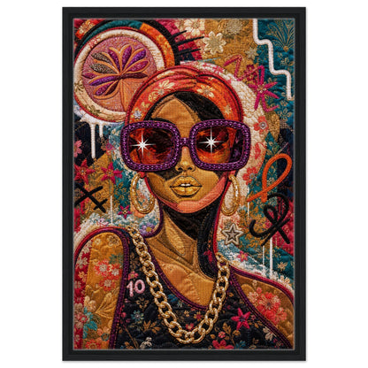 Golden Shades Framed Canvas Quilt-Inspired Afrocentric