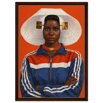 Zeeland Bonnet Portrait Framed Canvas Contemporary-Realist