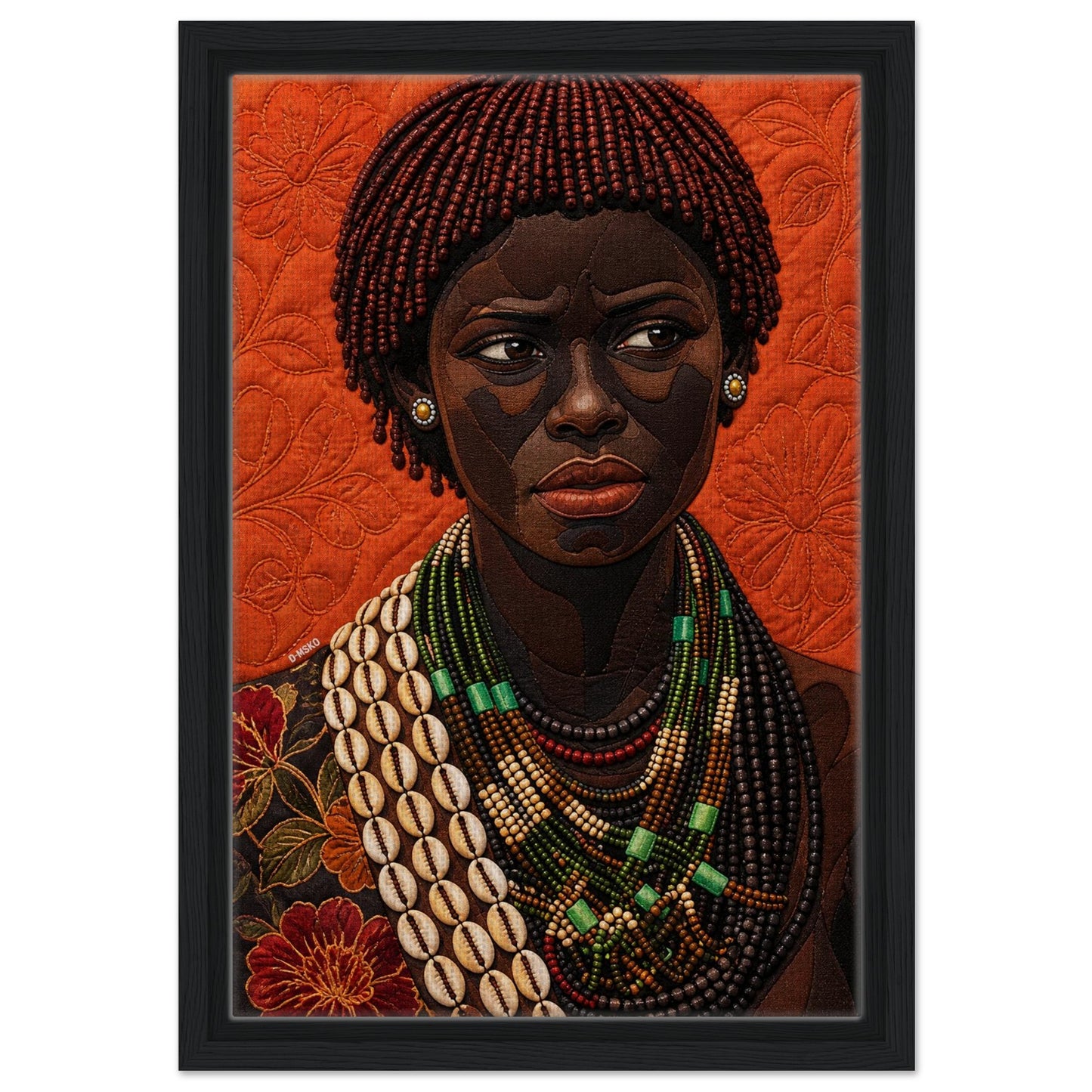 African Portrait Framed Canvas Quilt-Inspired - Bisa Butler Style