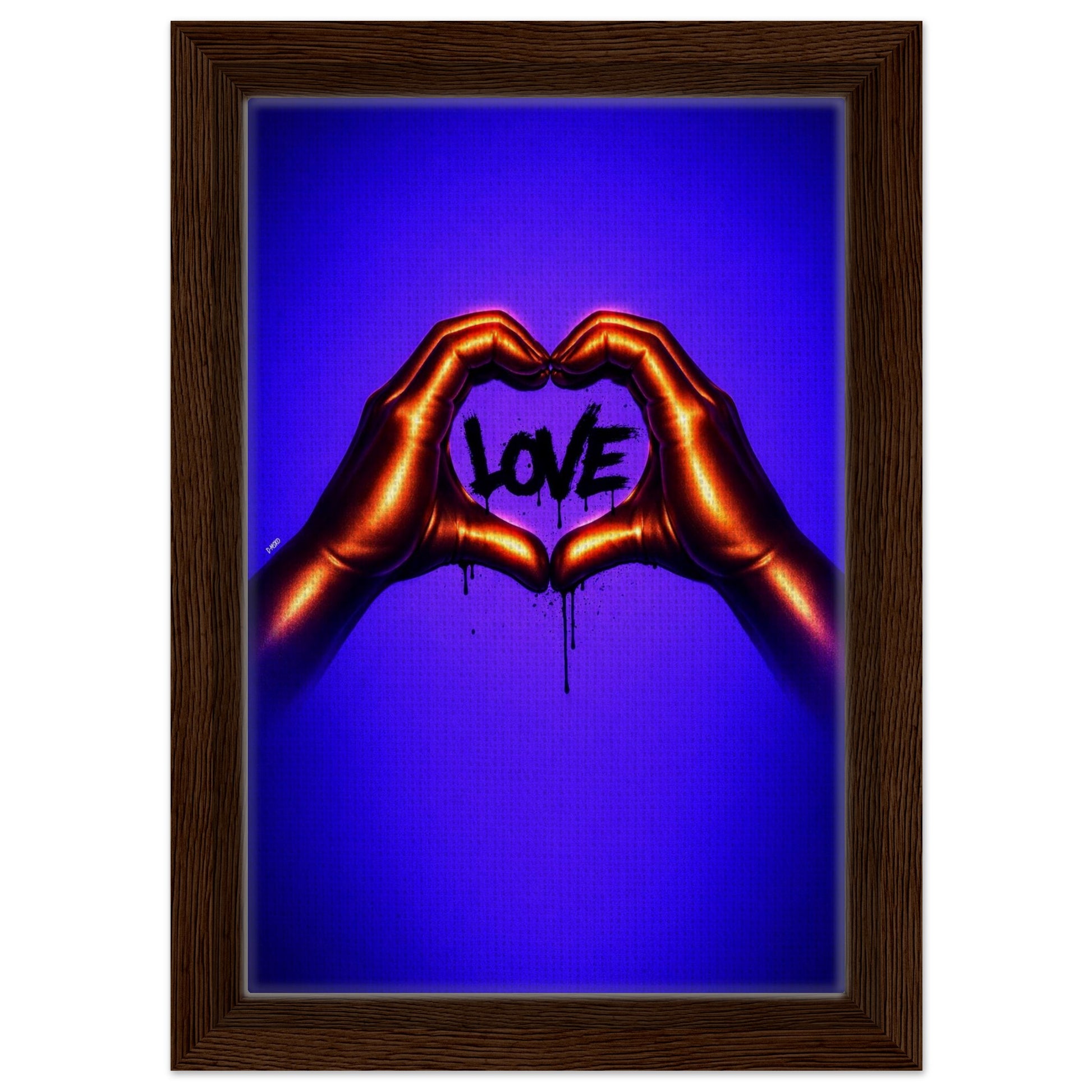 Black Love Hands Neon-Graffiti Pop-Art Framed Canvas