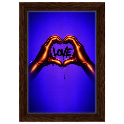 Black Love Hands Neon-Graffiti Pop-Art Framed Canvas