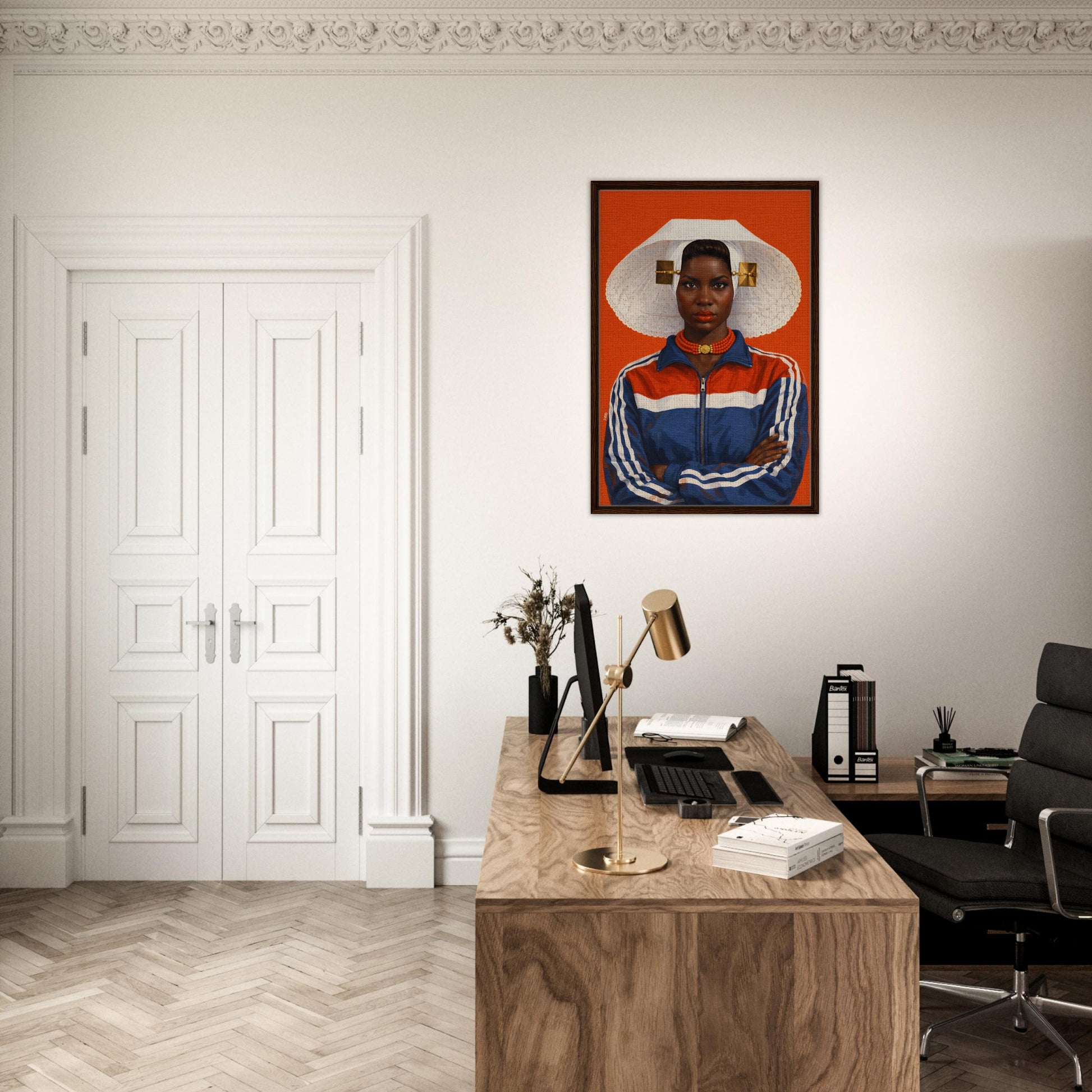 Zeeland Bonnet Portrait Framed Canvas Contemporary-Realist