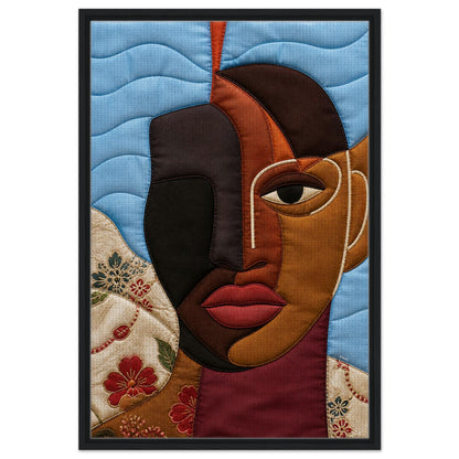 The Split Self Framed Canvas Quilt-Inspired Afrocentric Portrait