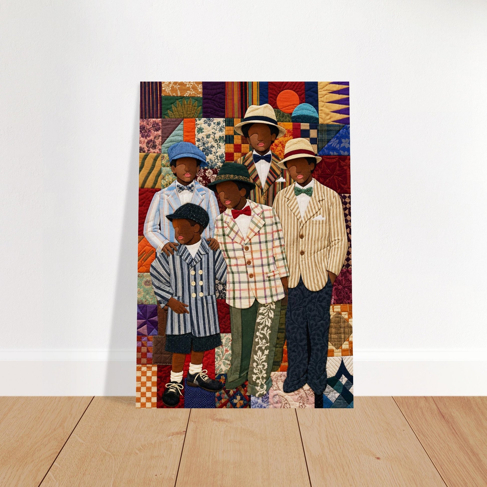 Dapper Brothers Patchwork Matte Paper Poster - Bisa Butler Style