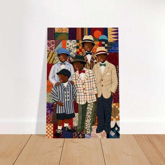 Dapper Brothers Patchwork Matte Paper Poster - Bisa Butler Style