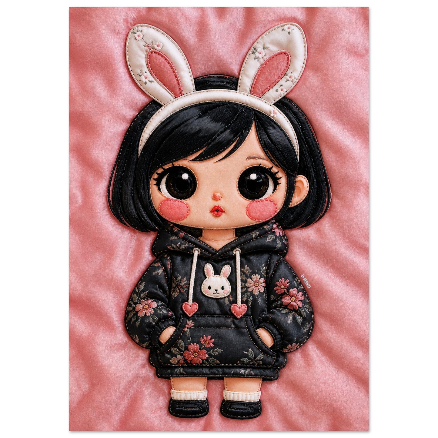 Bunny Bloom Museum Quality Matte Paper Poster Kawaii Quilted-Style