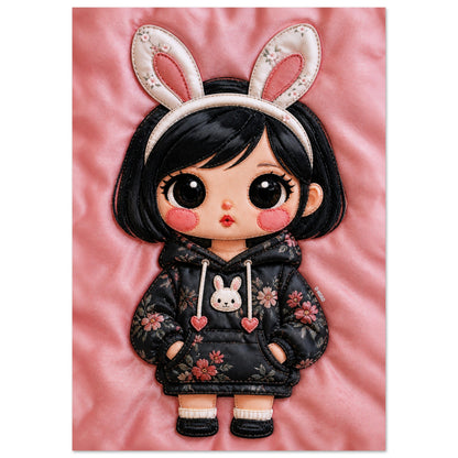 Bunny Bloom Museum Quality Matte Paper Poster Kawaii Quilted-Style