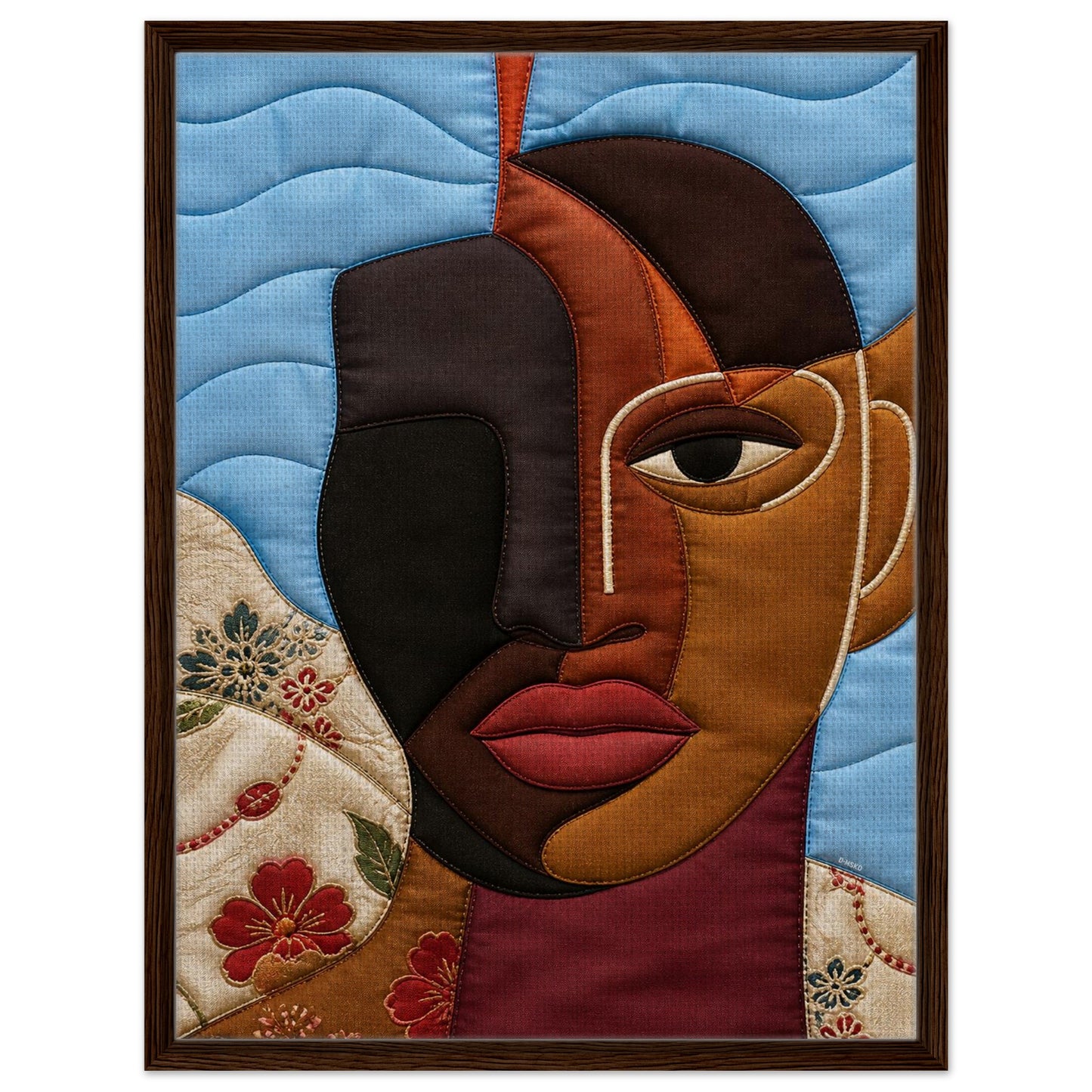 The Split Self Framed Canvas Quilt-Inspired Afrocentric Portrait