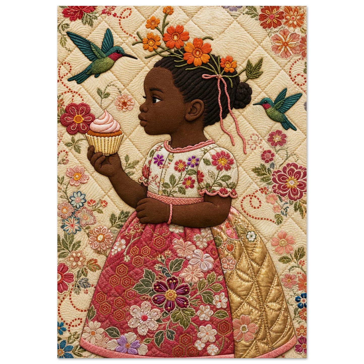 Petite Bloom Quilt-Inspired Matte Poster - Bisa Butler Style