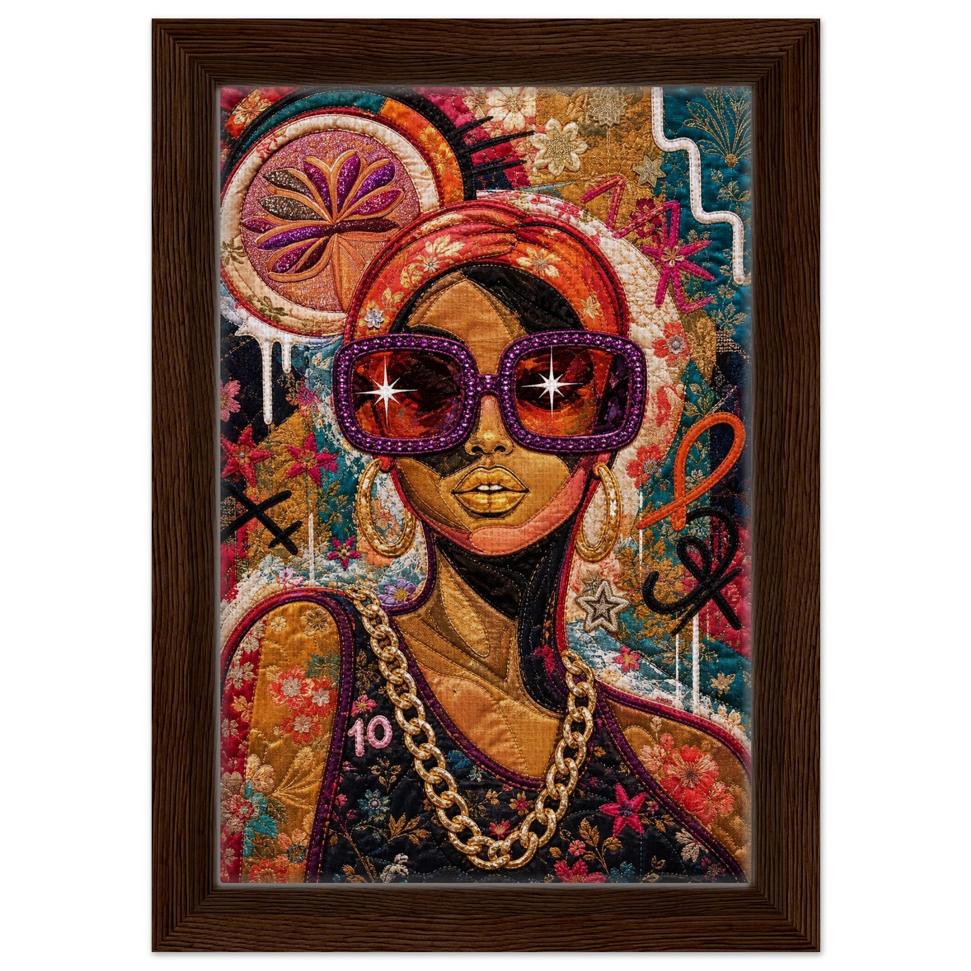 Golden Shades Framed Canvas Quilt-Inspired Afrocentric
