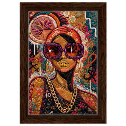 Golden Shades Framed Canvas Quilt-Inspired Afrocentric