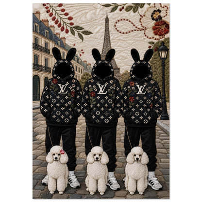 Paris Bunny Poodle Crew Quilt-Inspired Pop-Art Matte Paper Poster