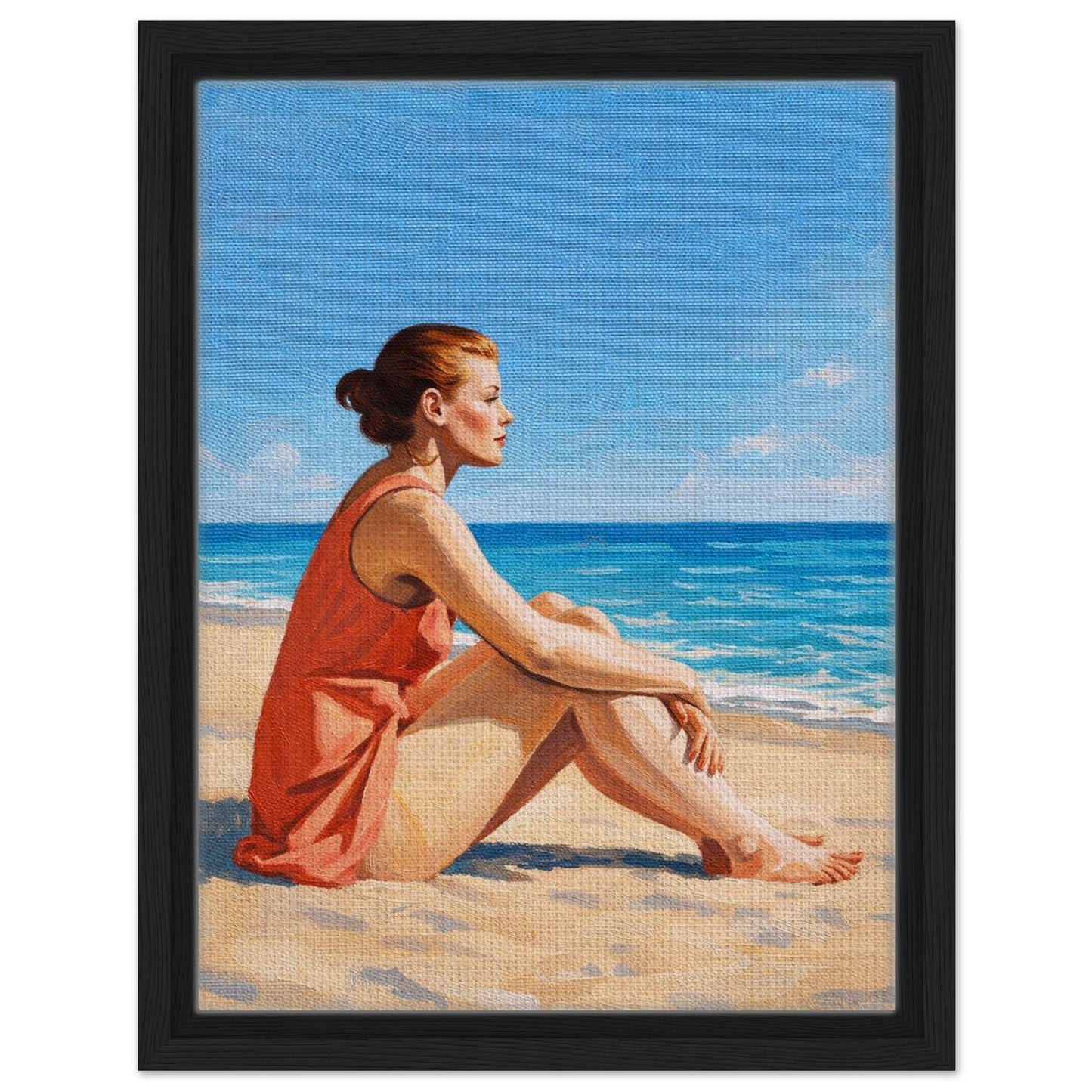 Seaside Stillness Framed Canvas Coastal-Serene - Impressionist Style