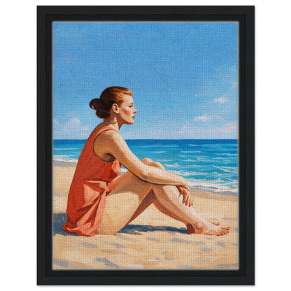 Seaside Stillness Framed Canvas Coastal-Serene - Impressionist Style