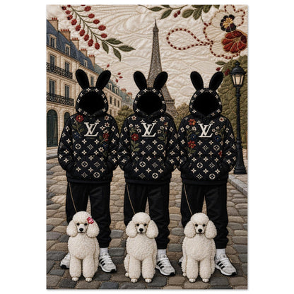Paris Bunny Poodle Crew Quilt-Inspired Pop-Art Matte Paper Poster