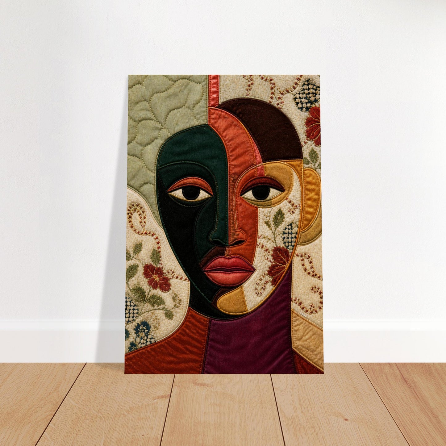 The Divided Gaze Quilted-Style Matte Paper Poster - Bisa Butler Style