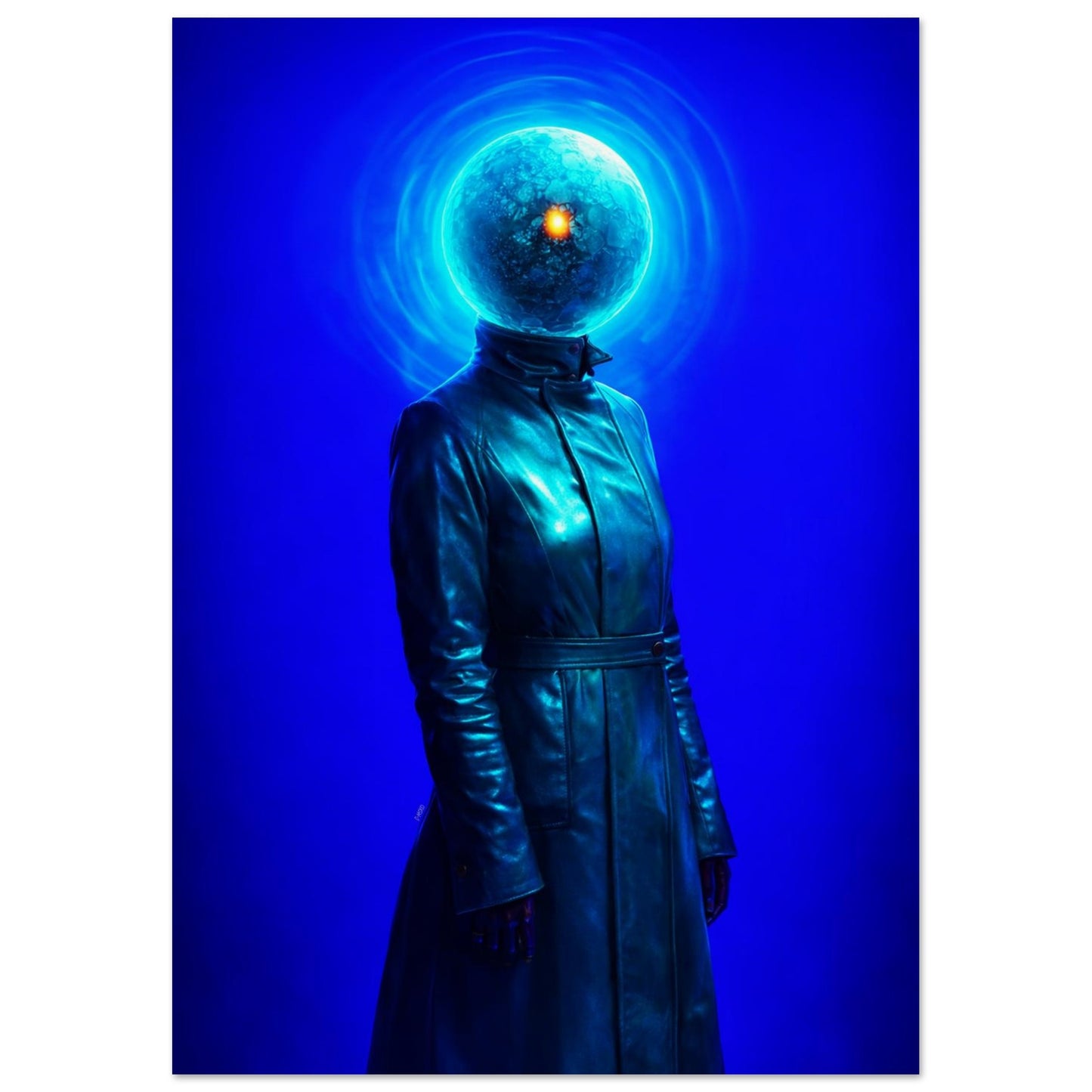 Surreal Celestial Portrait Matte Paper Poster Neon-Cyberpunk