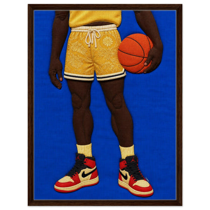Quilted Basketball Framed Canvas Quilt-Inspired Afrocentric