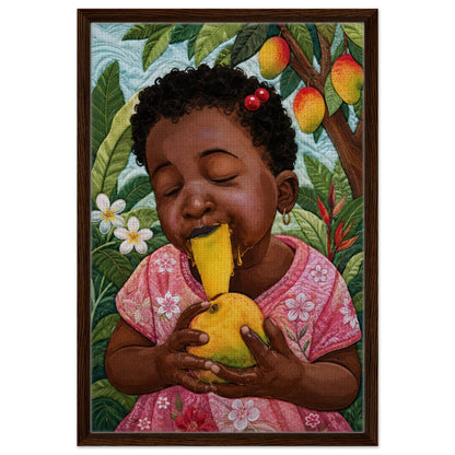 Mango Joy Framed Canvas Quilt-Inspired Tropical - Bisa Butler Style