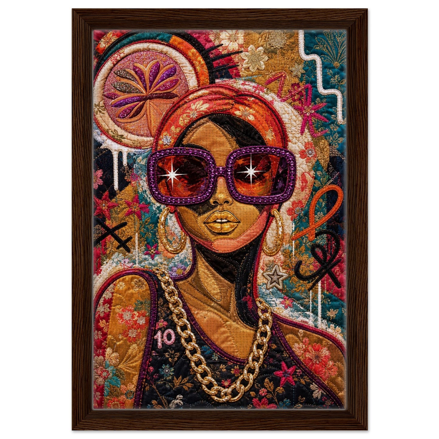 Golden Shades Framed Canvas Quilt-Inspired Afrocentric