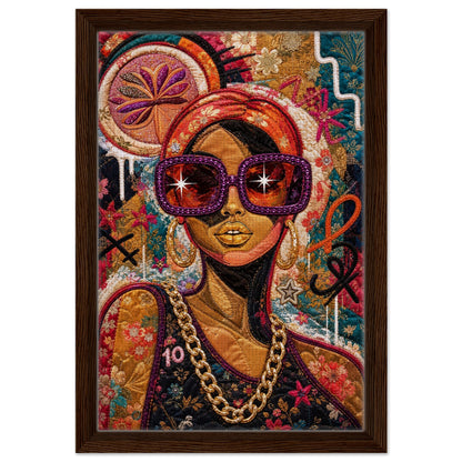 Golden Shades Framed Canvas Quilt-Inspired Afrocentric