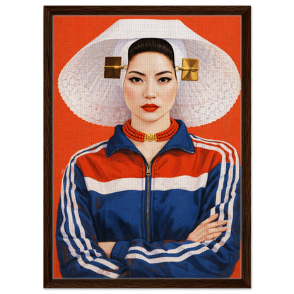 Zeeland Bonnet Dutch Costume Framed Canvas Mixed-Cultural Portrait