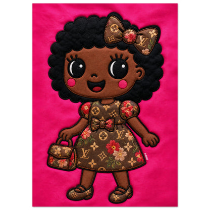 Afro Bow Girl Quilted-Style Museum Quality Matte Paper Poster