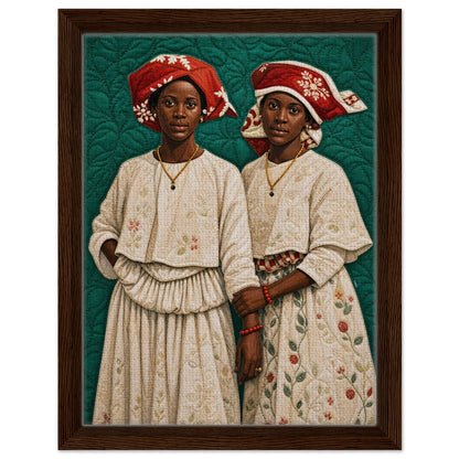 Surinamese Kotomisi Framed Canvas Quilted-Style - Bisa Butler Style