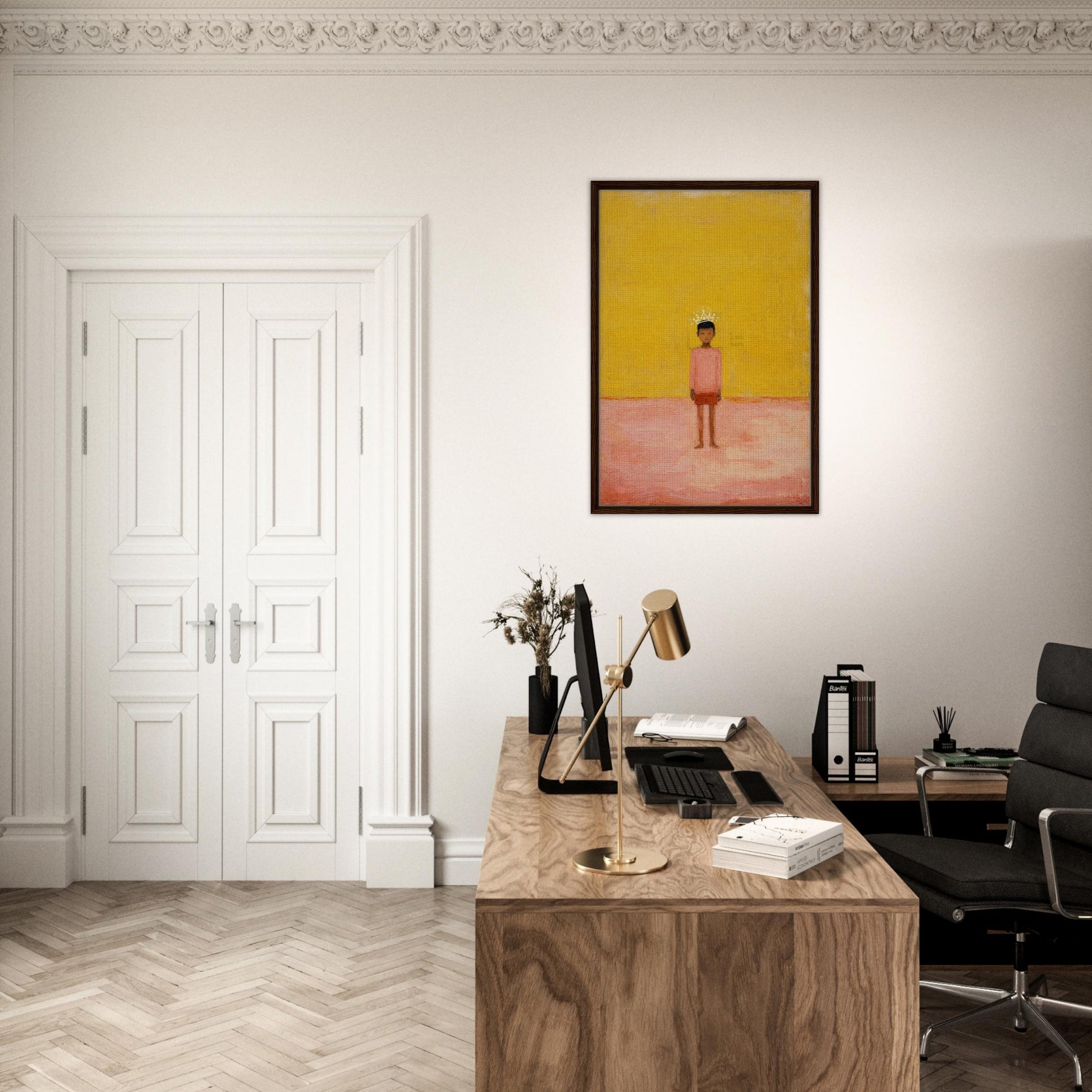 I Am Here Framed Canvas Afrocentric-Minimalist Figurative