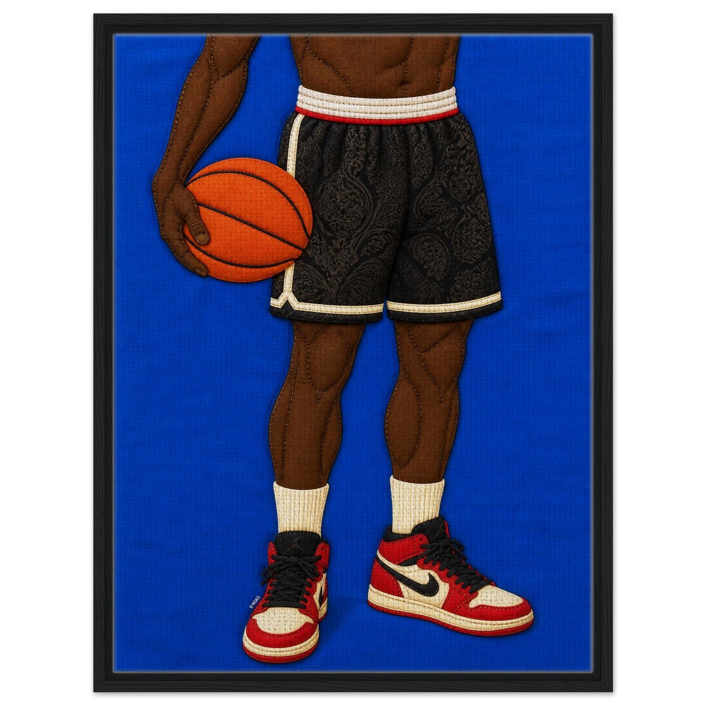 The Quiet Dribble Framed Canvas Quilt-Inspired - Bisa Butler Style
