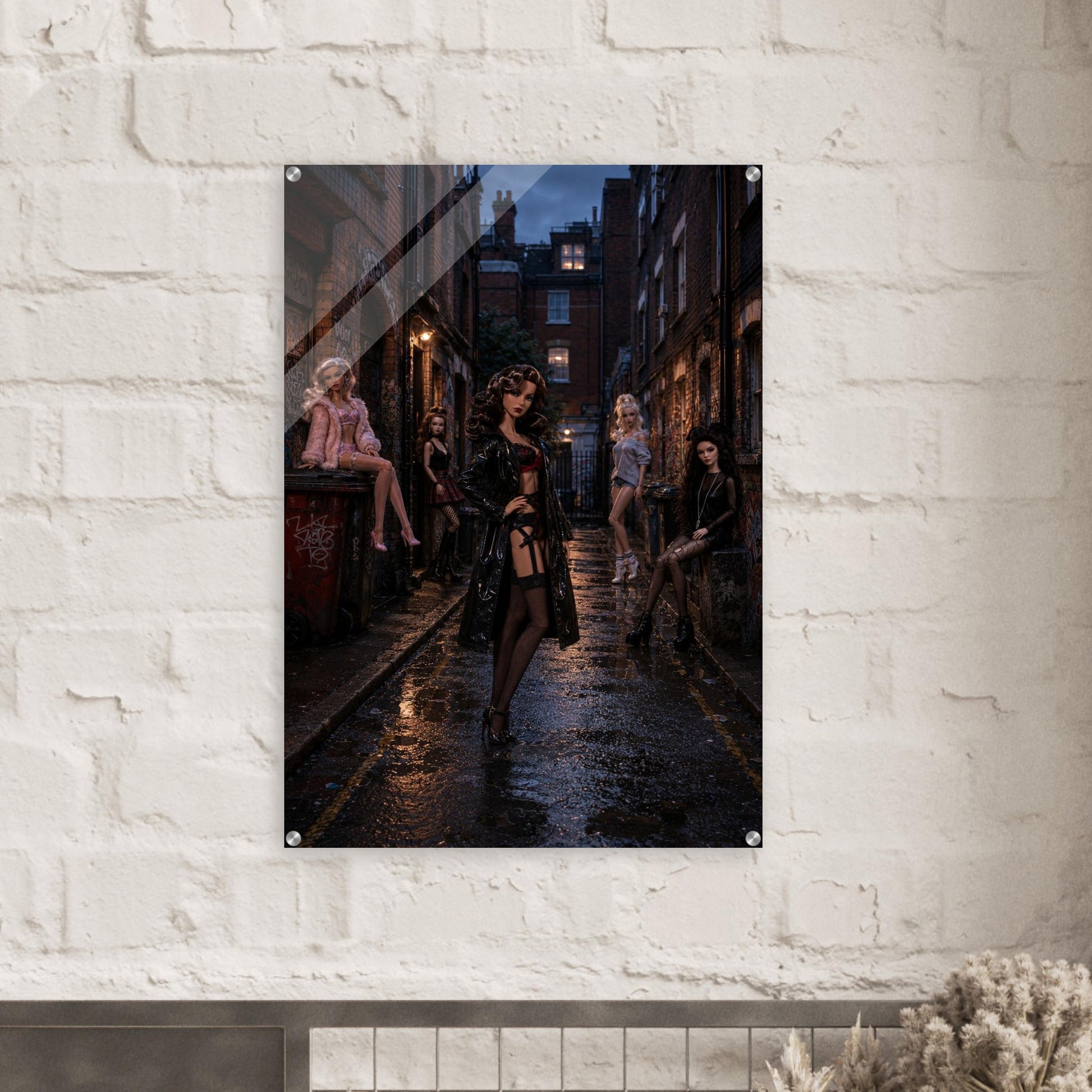 Midnight Doll Alley Acrylic Print Gothic-Fashion - Film-Noir Style