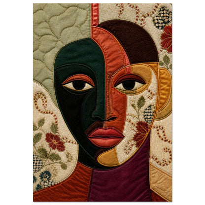The Divided Gaze Quilted-Style Matte Paper Poster - Bisa Butler Style