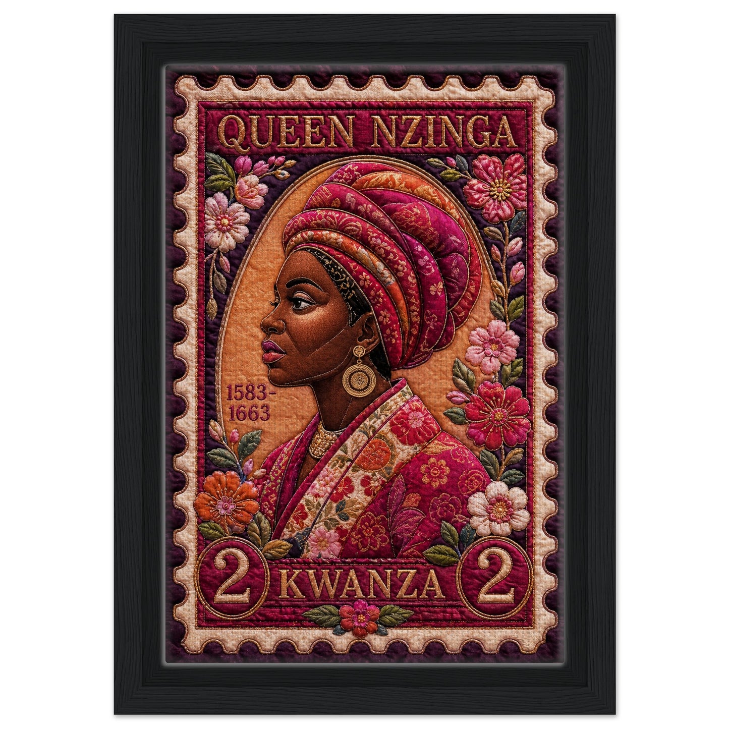 Queen Nzinga Quilt-Inspired Matte Poster