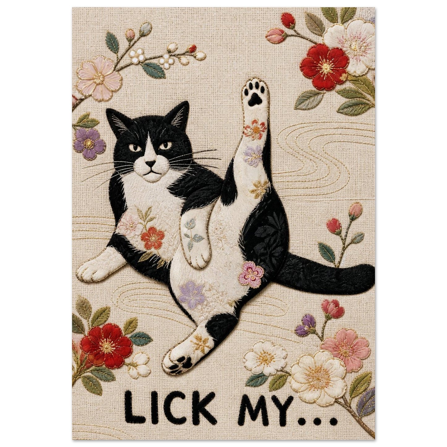 Lick My... Textile-Inspired Matte Paper Poster - Japanese Kimono Style
